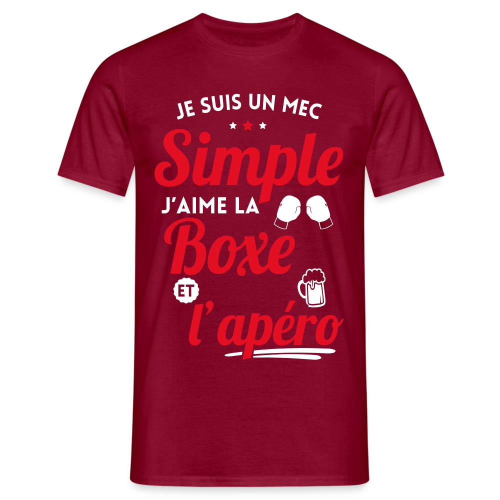 T-shirt Homme - J'aime la boxe et l'apéro - rouge brique