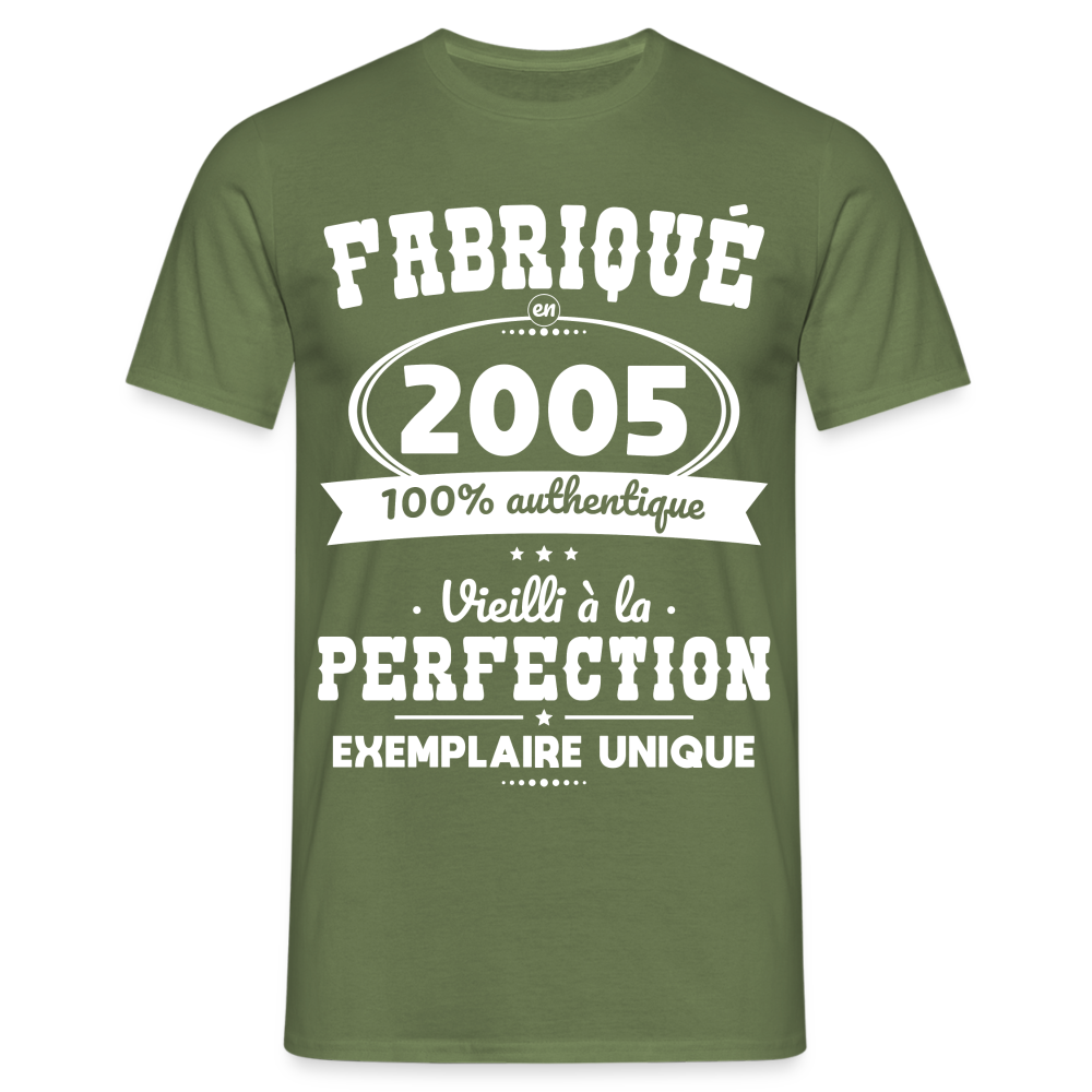 T-shirt Homme - Anniversaire 20 Ans - Fabriqué en 2005 - vert militaire