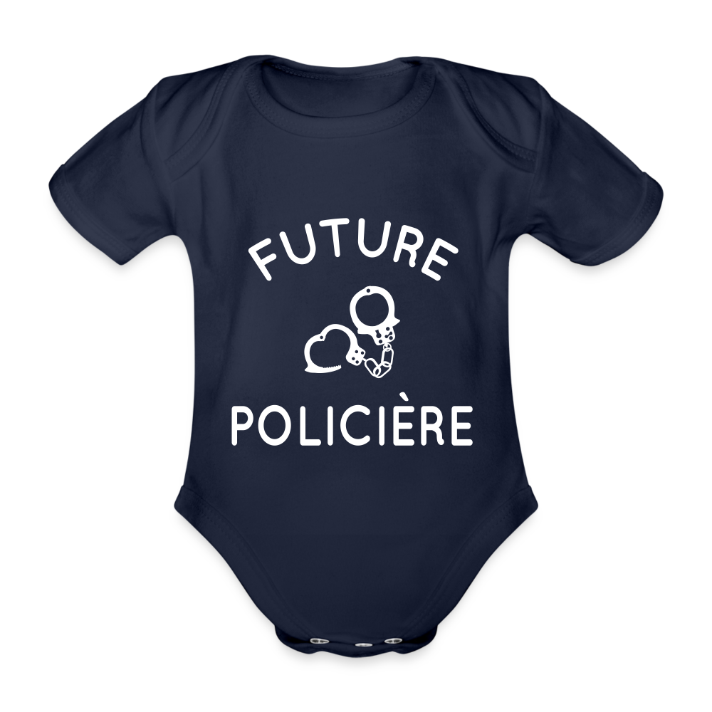 Body Bébé bio manches courtes - Future policière - marine foncé