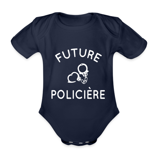 Body Bébé bio manches courtes - Future policière - marine foncé