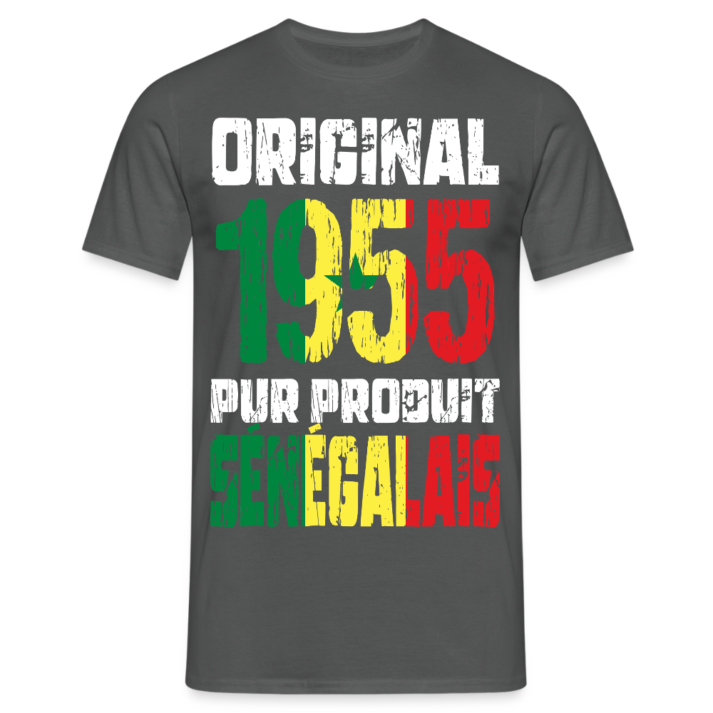 T-shirt Homme - Anniversaire 70 Ans - Original 1955 - Pur produit Sénégalais - charbon