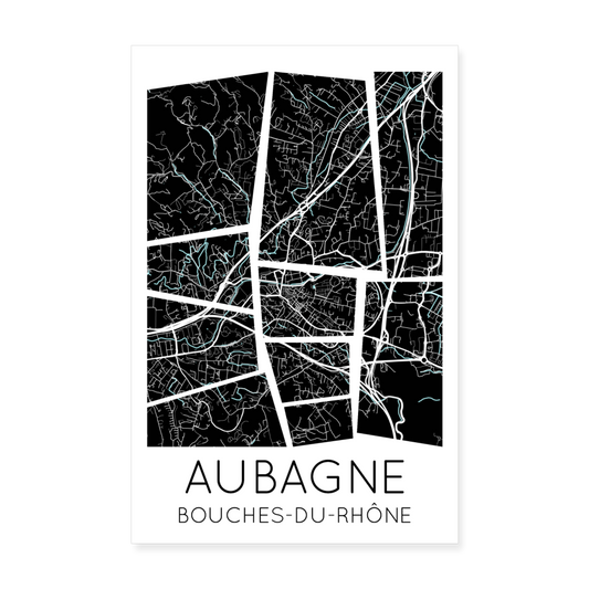 Poster Aubagne - Plan Aubagne - 20 x 30 cm - blanc