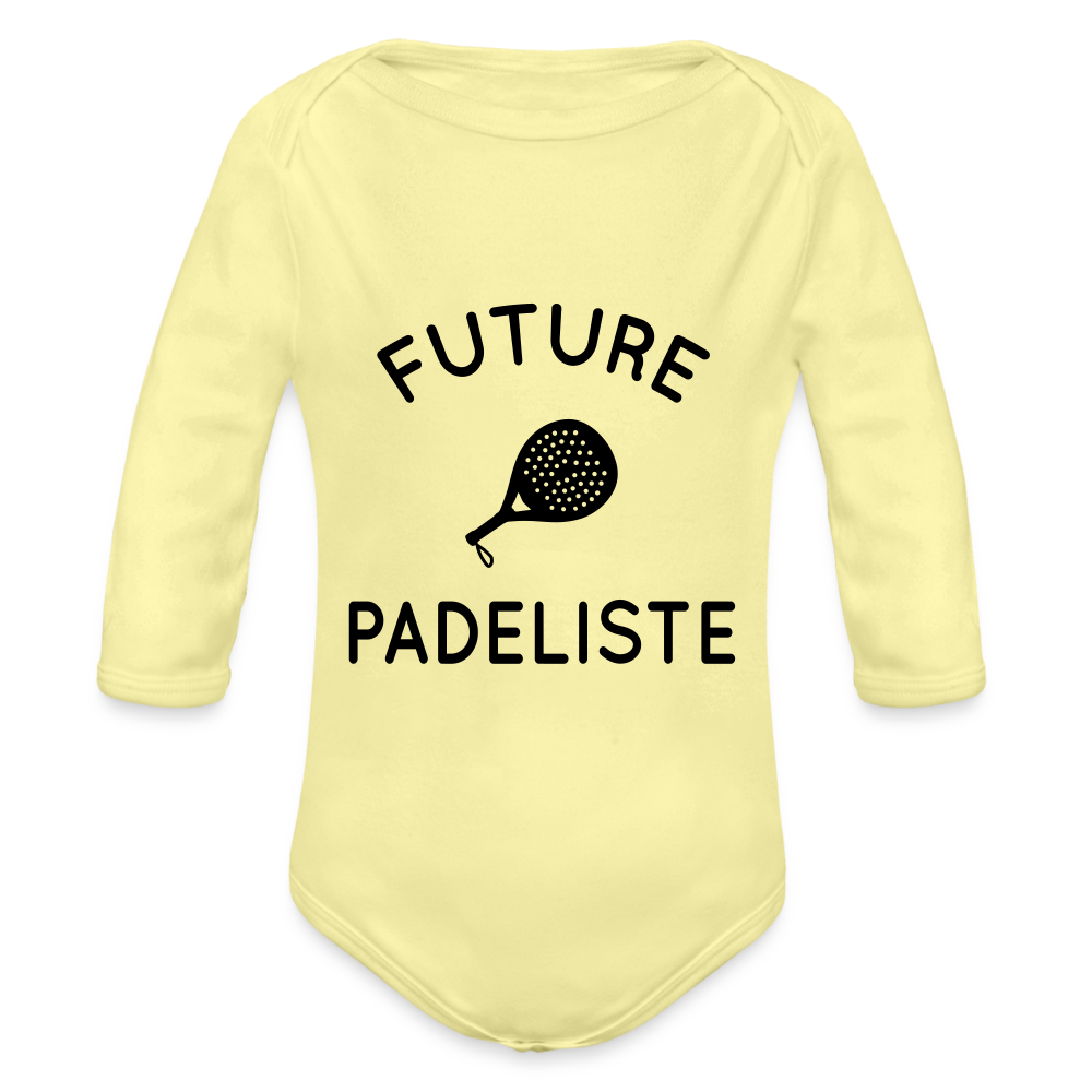 Body Bébé bio manches longues - Future padeliste - jaune délavé