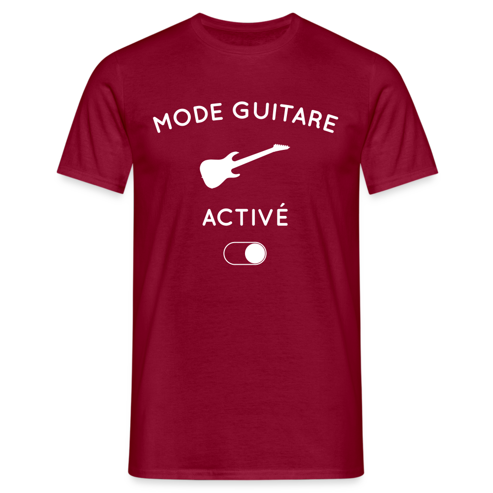 T-shirt Homme - Mode guitare activé - rouge brique