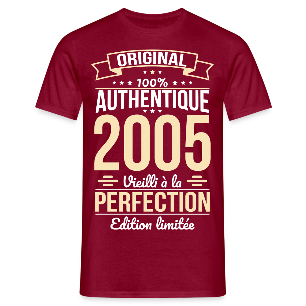 T-shirt Homme - Anniversaire 20 Ans - Original 2005 - rouge brique