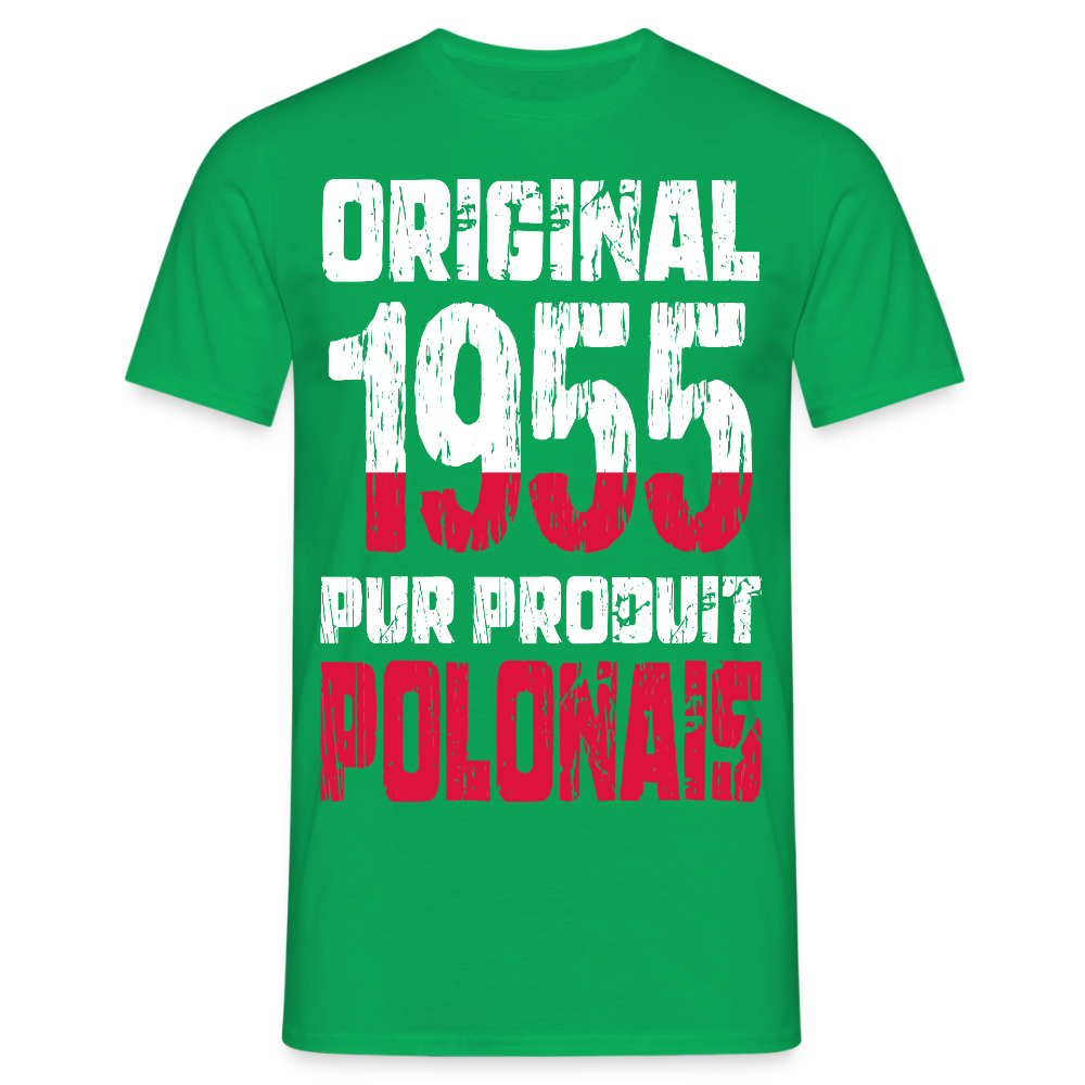 T-shirt Homme - Anniversaire 70 Ans - Original 1955 - Pur produit Polonais - vert