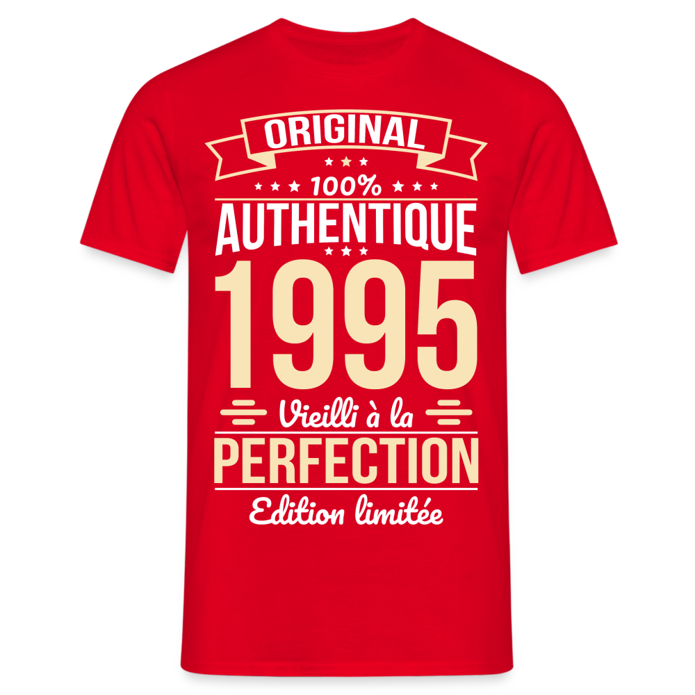 T-shirt Homme - Anniversaire 30 Ans - Original 1995 - rouge