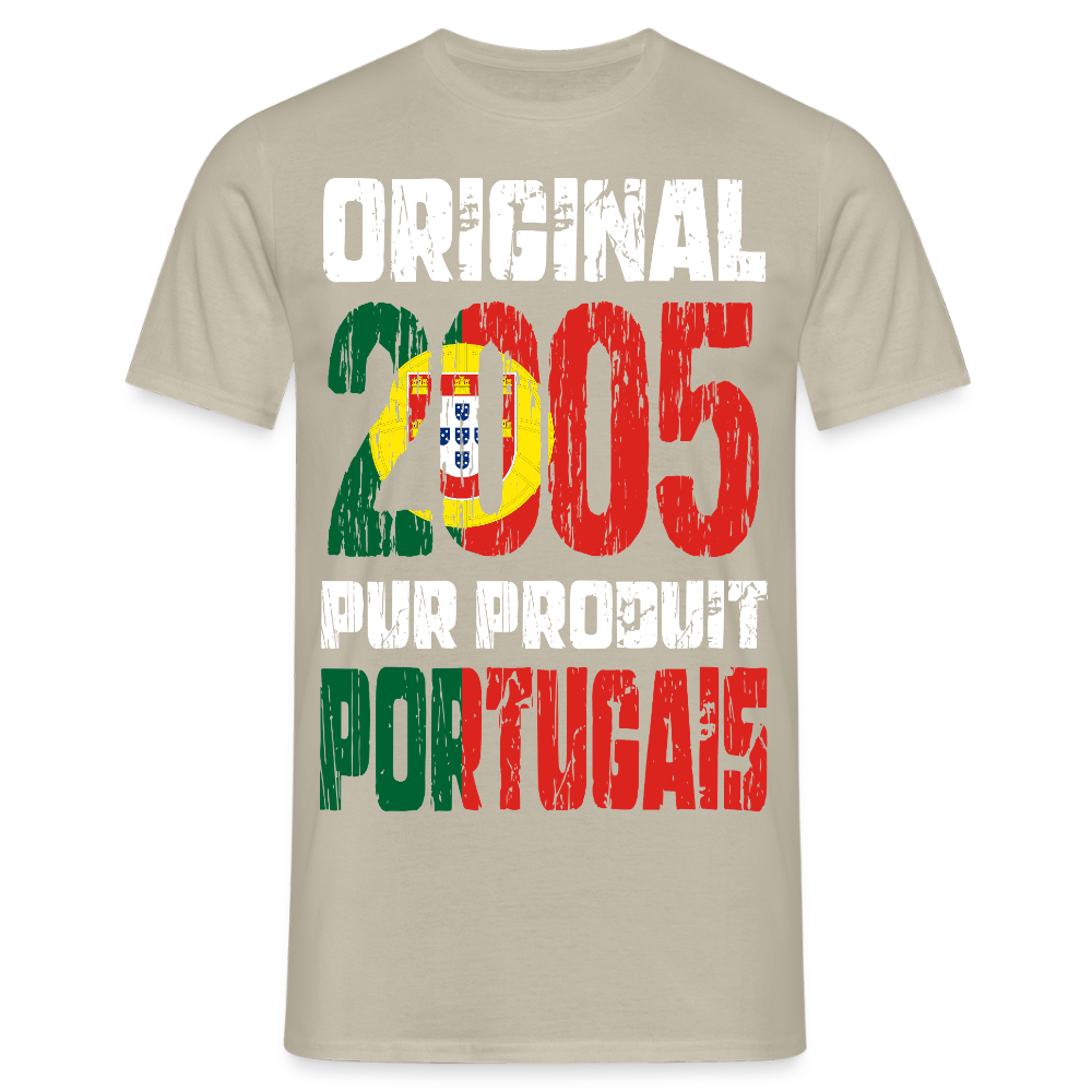 T-shirt Homme - Anniversaire 20 Ans - Original 2005 - Pur produit Portugais - beige sable