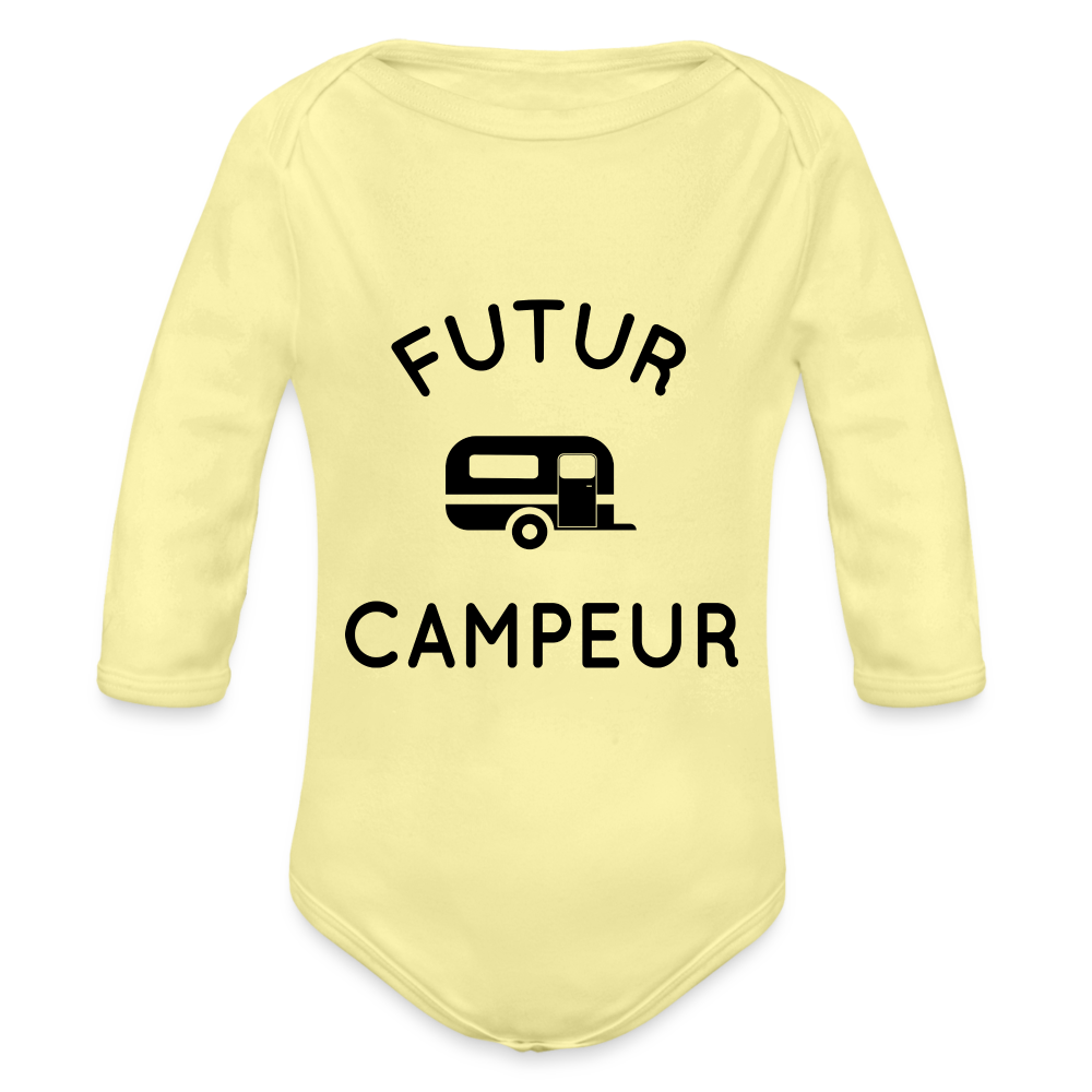 Body Bébé bio manches longues - Futur campeur - jaune délavé