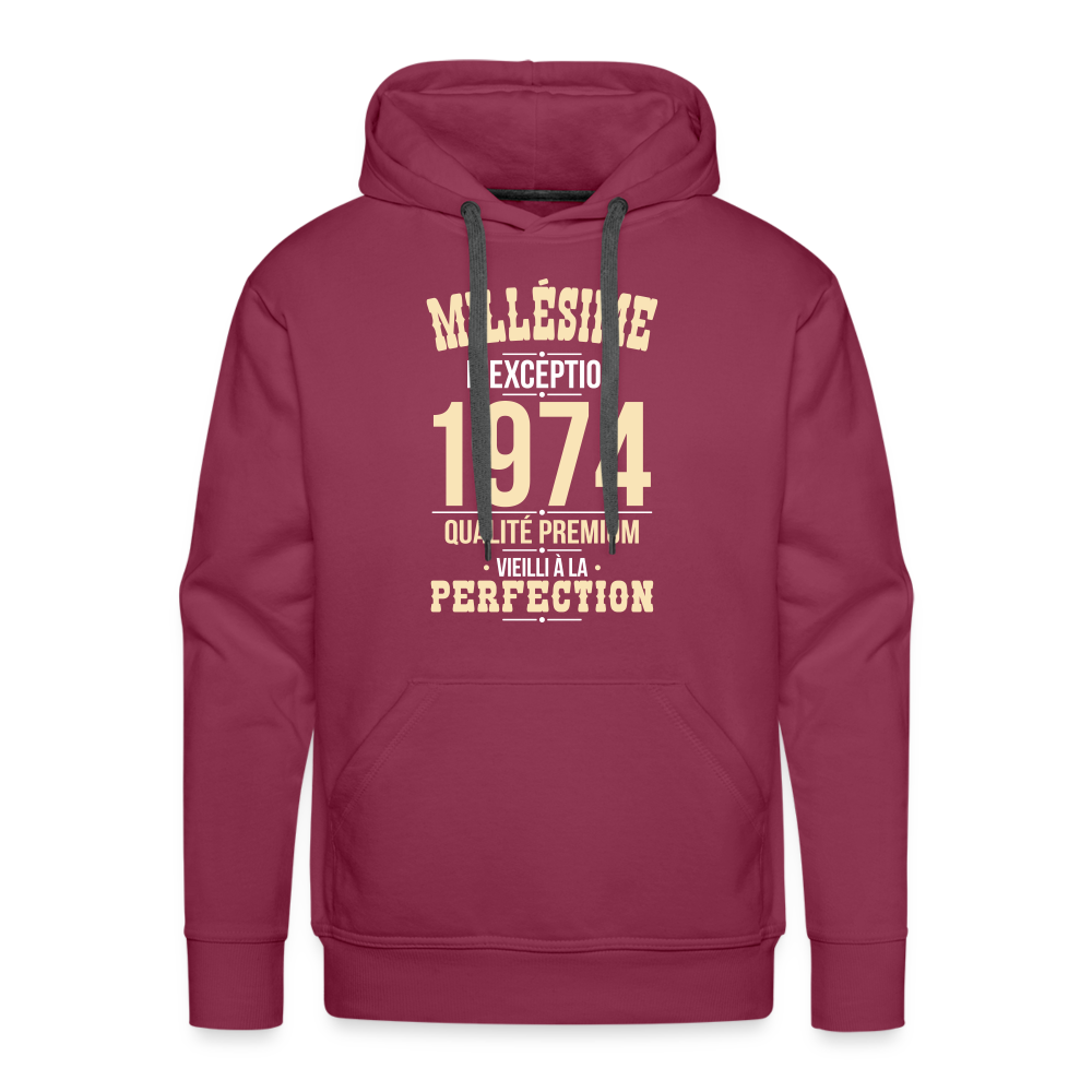 Sweat à capuche Premium Homme - Anniversaire 50 Ans - Millésime 1974 - bordeaux