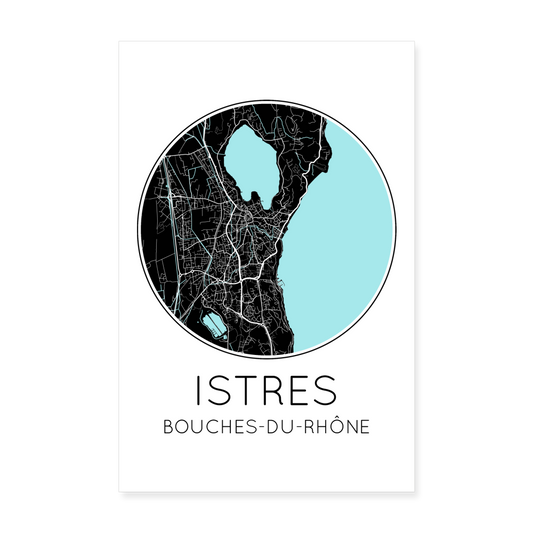 Poster Istres - Plan Istres - 20 x 30 cm - blanc