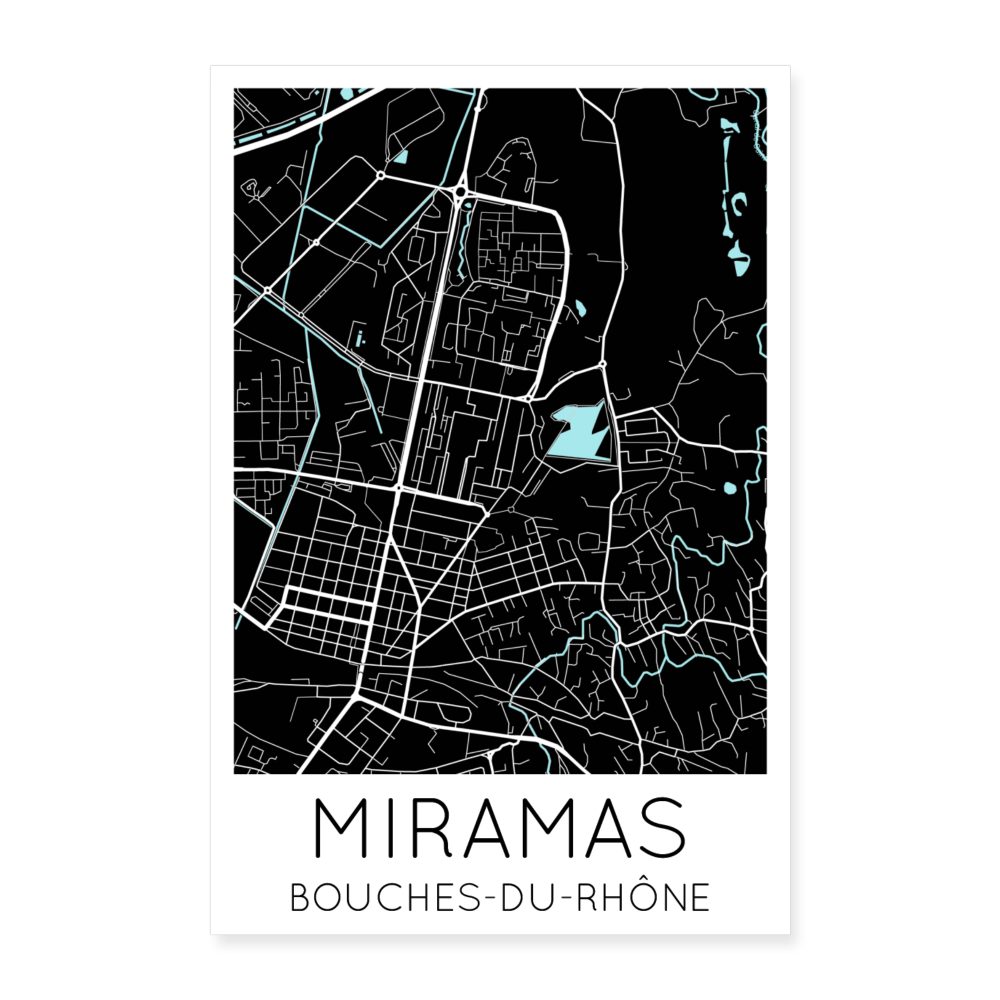 Poster Miramas - Plan Miramas - 60 x 90 cm - blanc