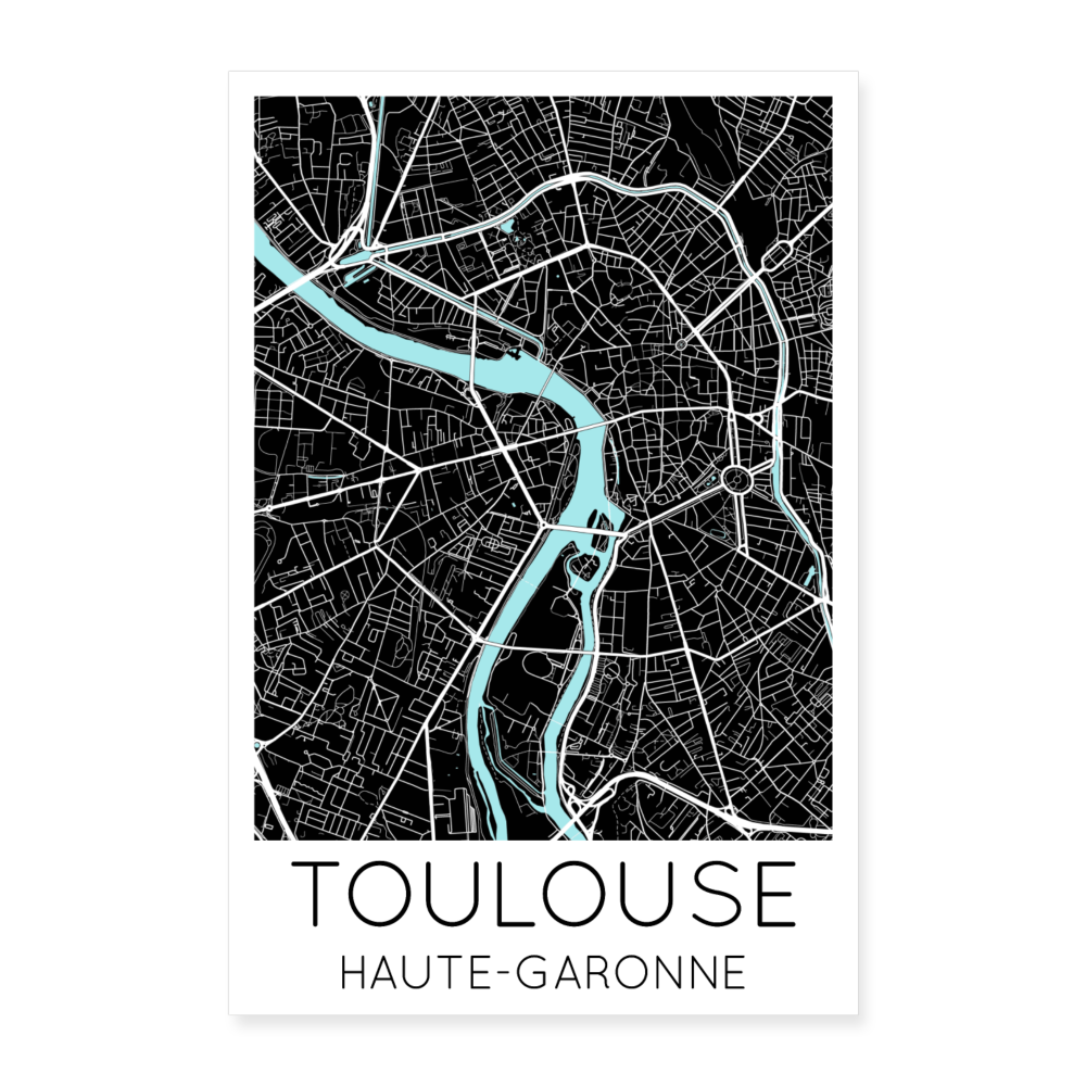 Poster Toulouse - Plan Toulouse - 60 x 90 cm - blanc