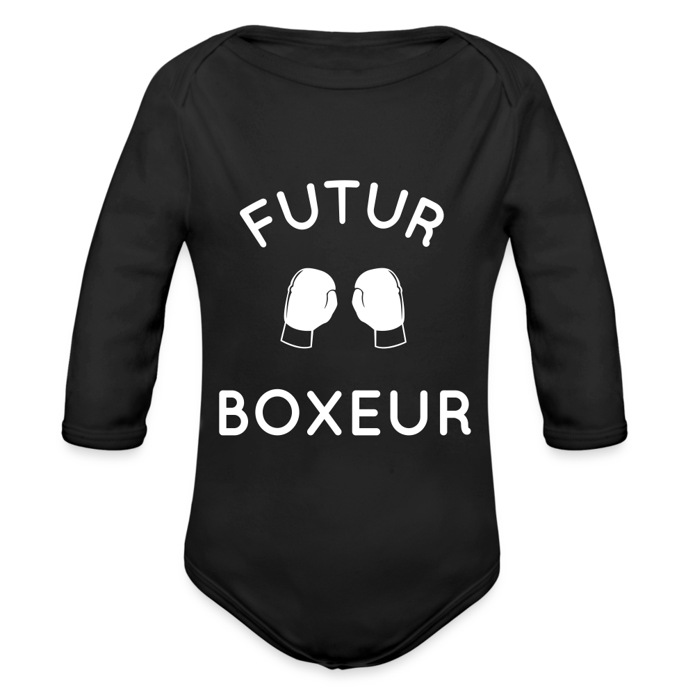 Body Bébé bio manches longues - Futur boxeur - noir