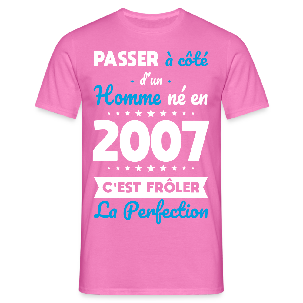 T-shirt Homme - Anniversaire 18 Ans - Né en 2007 - Frôler la perfection - rose