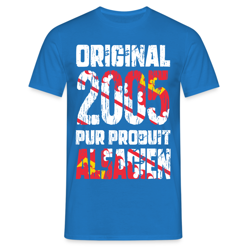 T-shirt Homme - Anniversaire 20 Ans - Original 2005 - Pur produit Alsacien - bleu royal