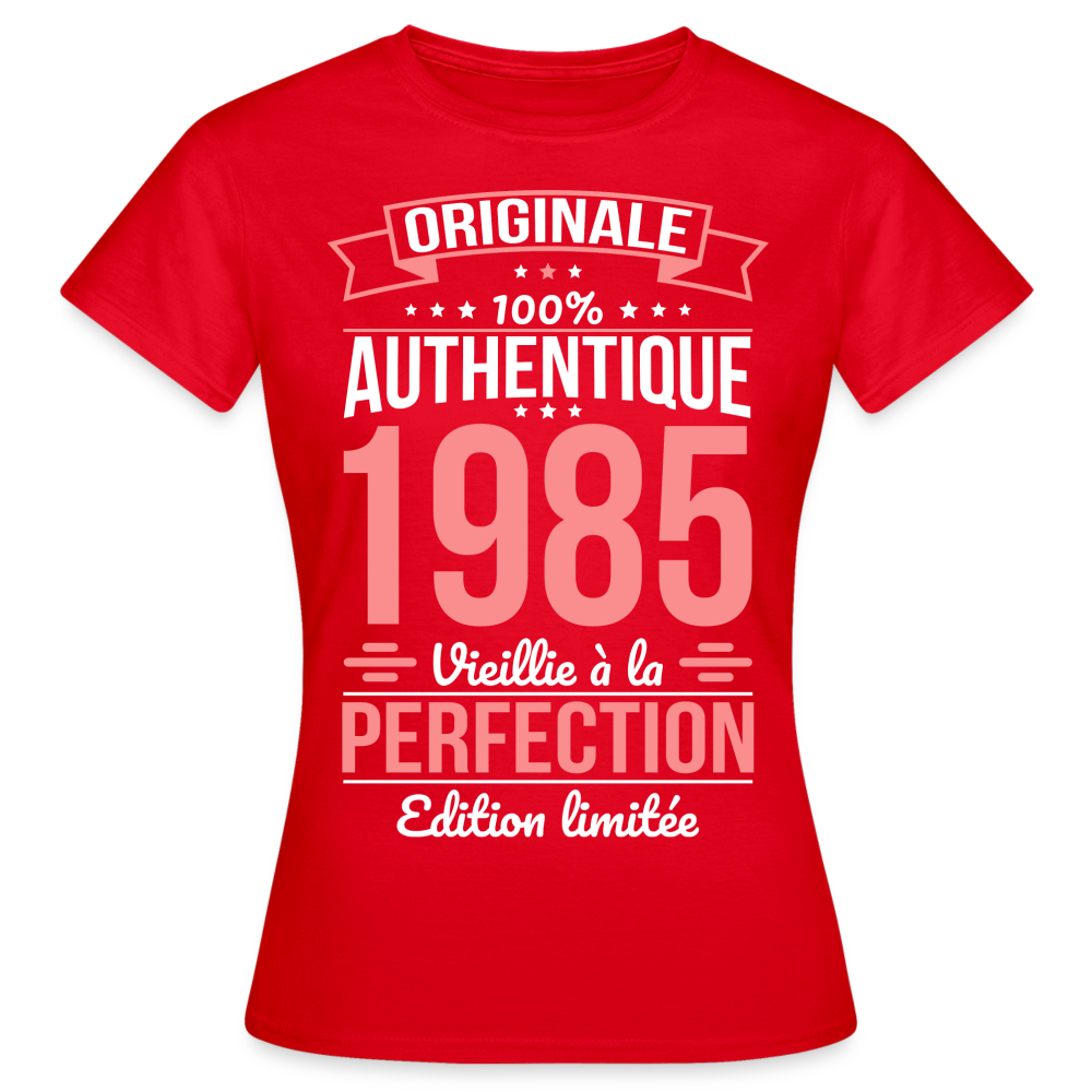 T-shirt Femme - Anniversaire 40 Ans - Originale 1985 - rouge