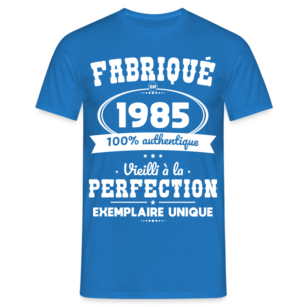 T-shirt Homme - Anniversaire 40 Ans - Fabriqué en 1985 - bleu royal