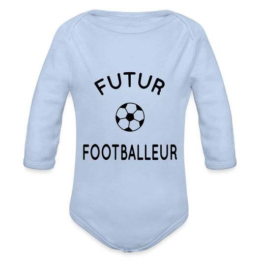 Body Bébé bio manches longues - Futur footballeur - ciel