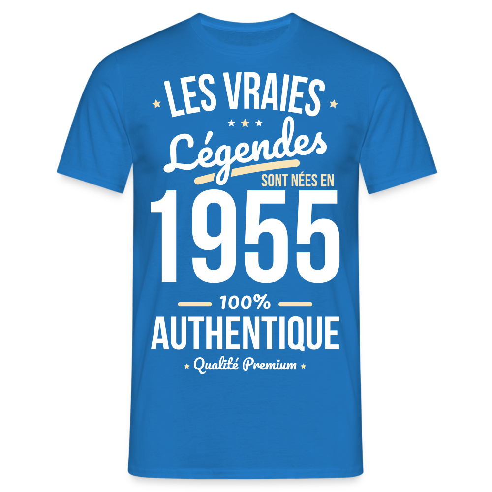 T-shirt Homme - Anniversaire 70 Ans - Les vraies Légendes sont nées en 1955 - bleu royal