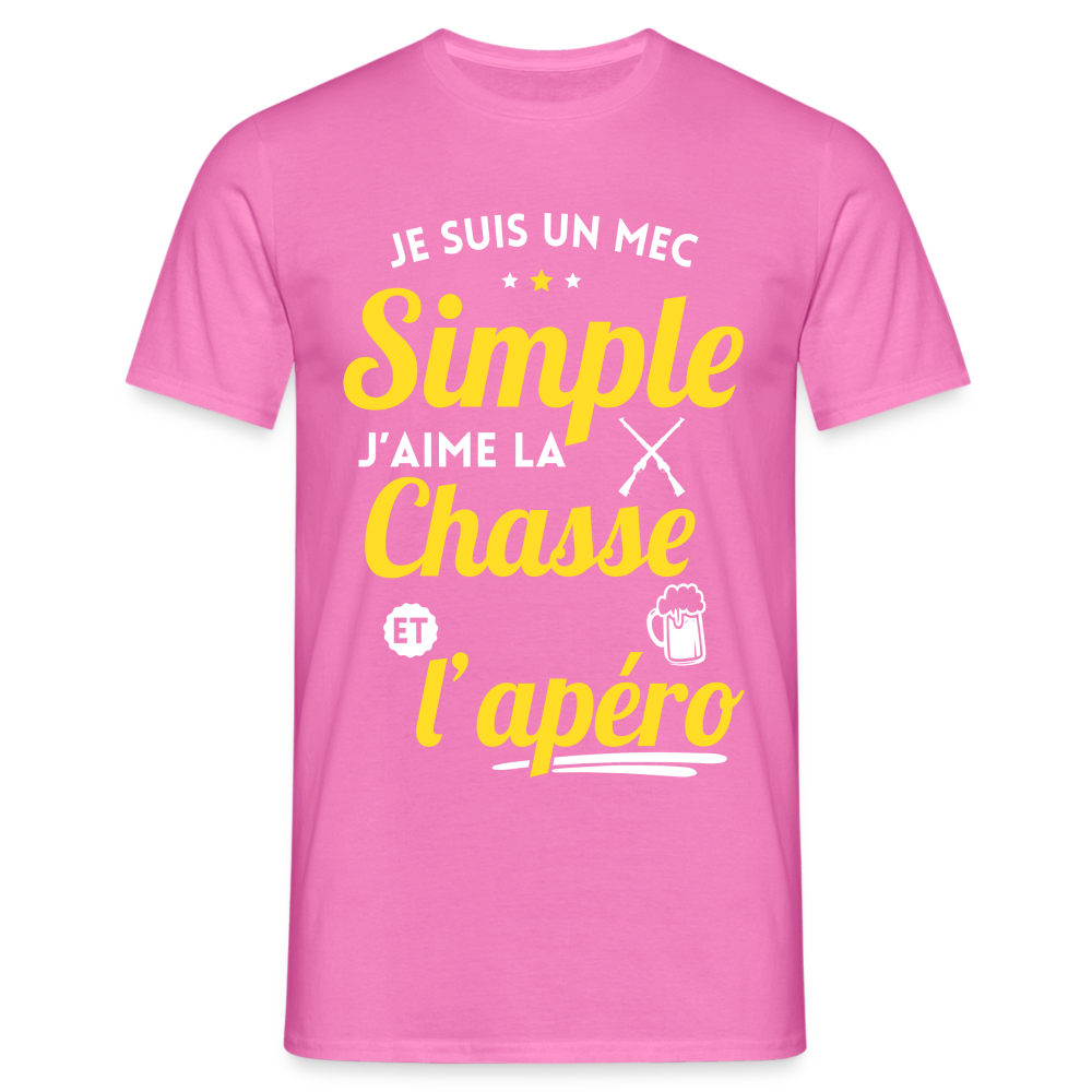 T-shirt Homme - J'aime la chasse et l'apéro - rose