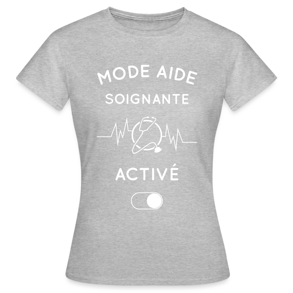 T-shirt Femme - Mode aide-soignante activé - gris chiné