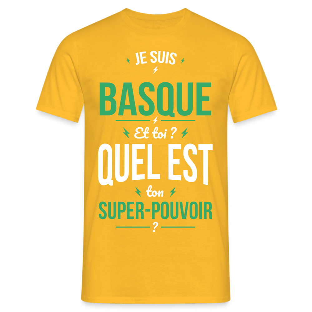 T-shirt Homme - Je suis Basque - Super-pouvoir - jaune