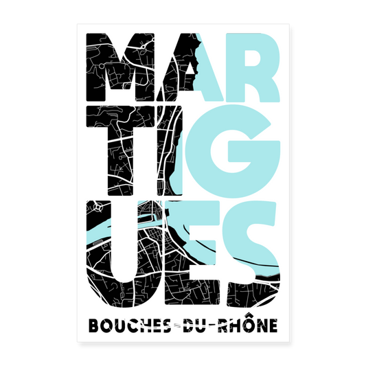 Poster Martigues - Plan Martigues - 60 x 90 cm - blanc