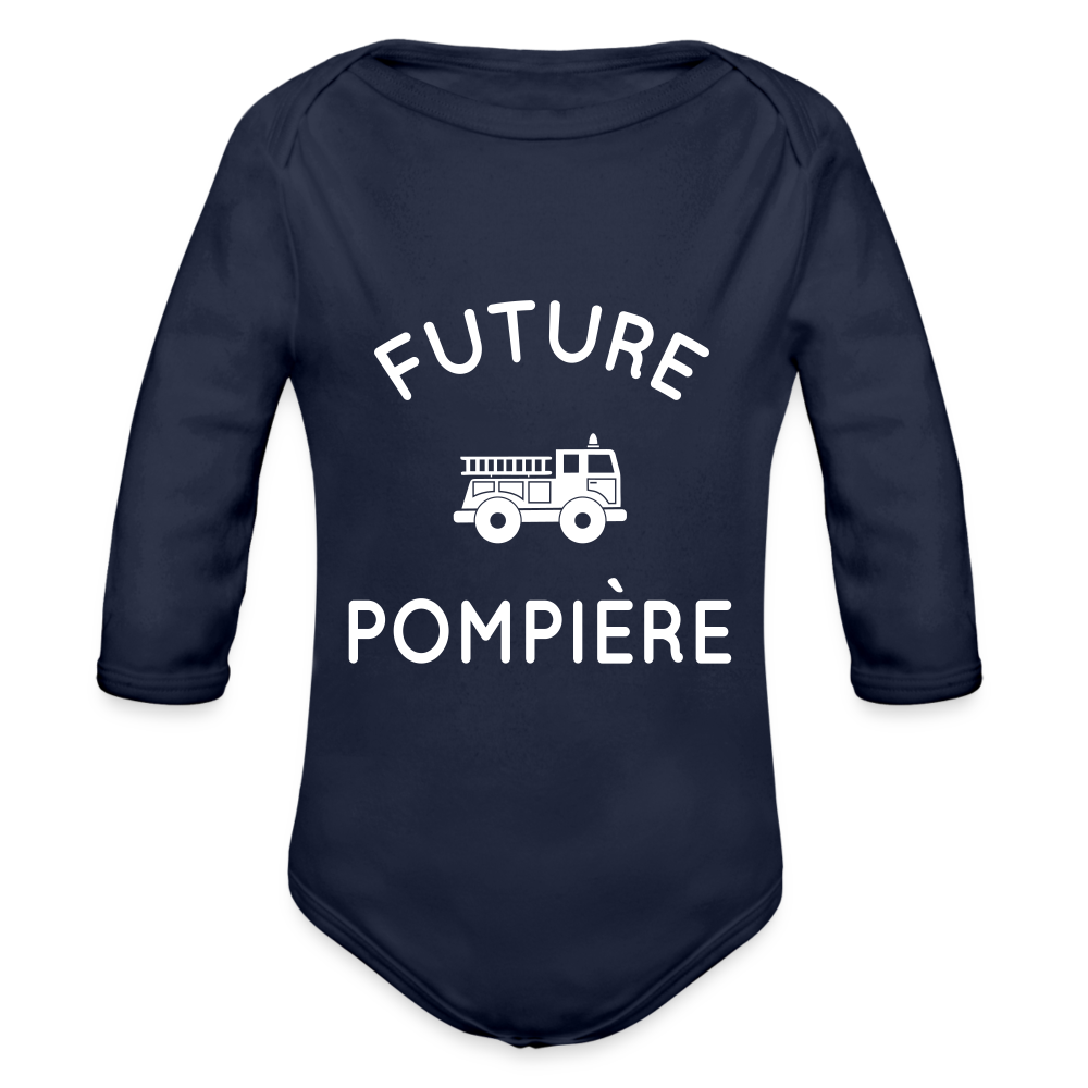 Body Bébé bio manches longues - Future pompière - marine foncé