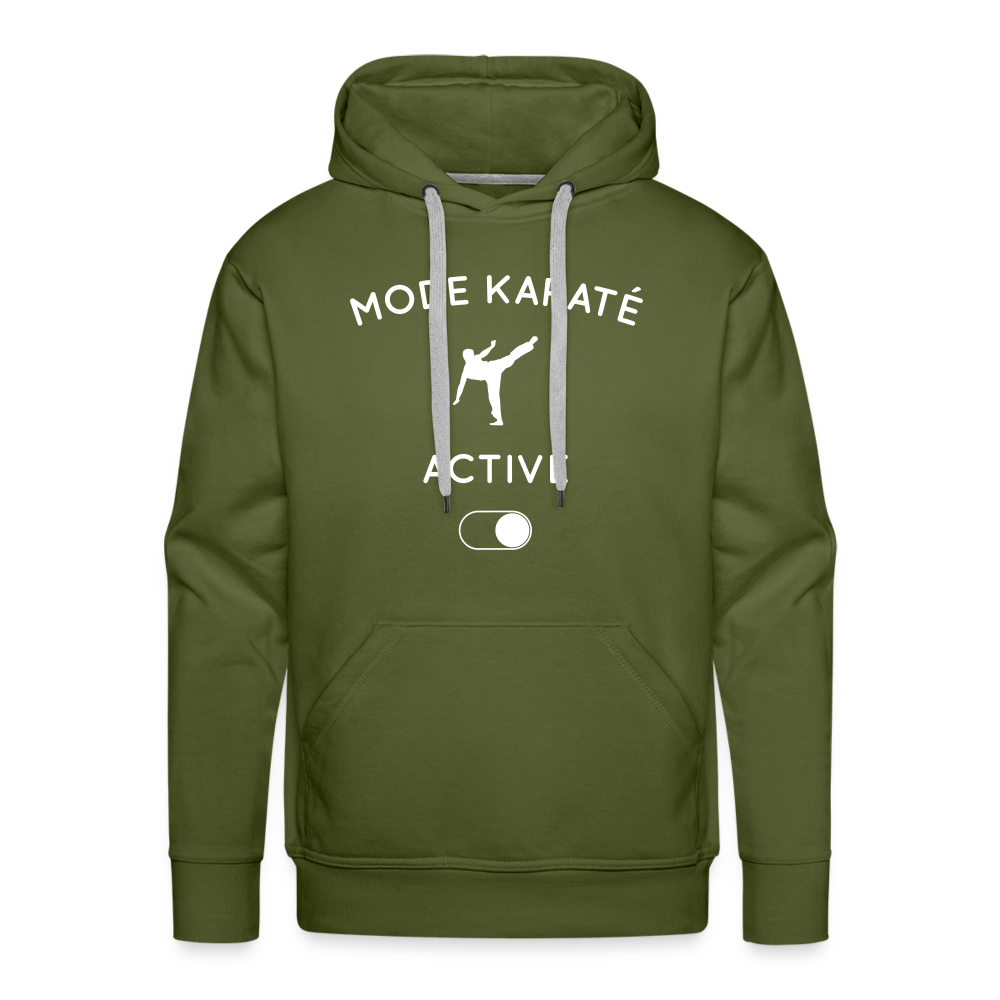 Sweat à capuche Premium Homme - Mode karaté activé - vert olive