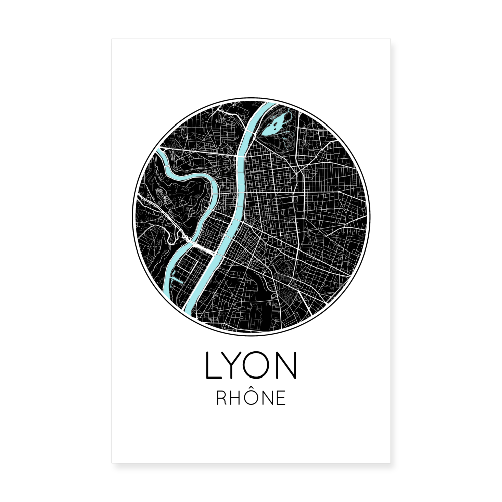 Poster Lyon - Plan Lyon - 20 x 30 cm - blanc