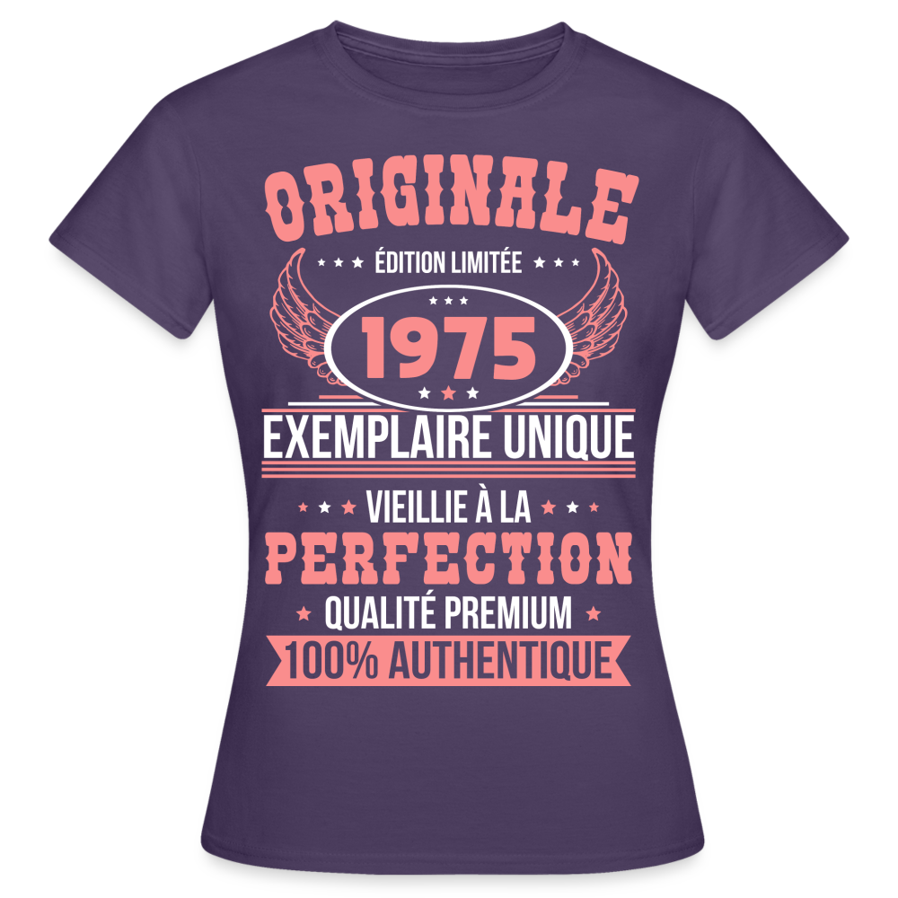 T-shirt Femme - Anniversaire 50 Ans - Originale 1975 - violet foncé