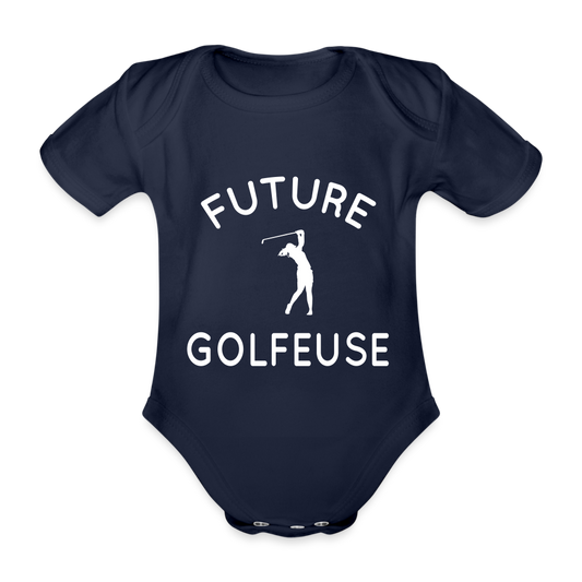 Body Bébé bio manches courtes - Future golfeuse - marine foncé