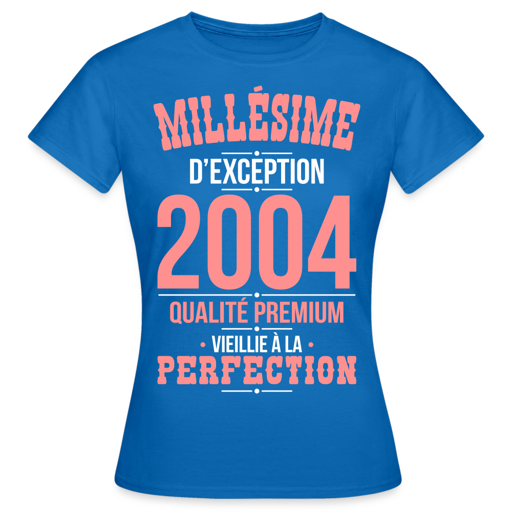 T-shirt Femme - Anniversaire 21 Ans - Millésime 2004 - bleu royal