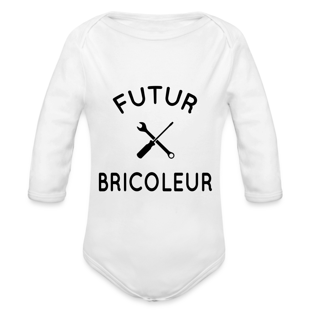 Body Bébé bio manches longues - Futur bricoleur - blanc