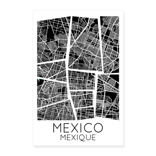 Poster Mexico - Plan Mexico - 40 x 60 cm - blanc