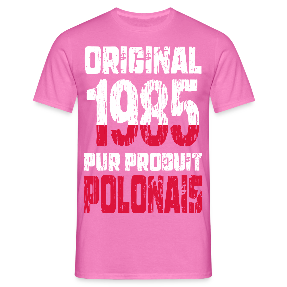 T-shirt Homme - Anniversaire 40 Ans - Original 1985 - Pur produit Polonais - rose