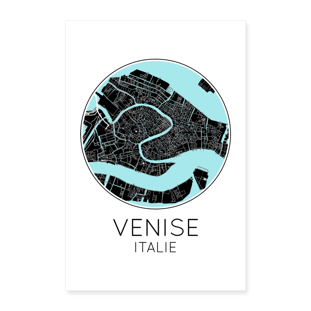 Poster Venise - Plan Venise - 60 x 90 cm - blanc