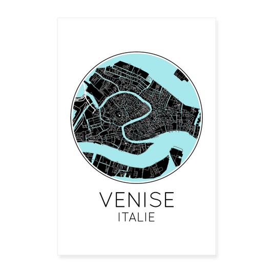 Poster Venise - Plan Venise - 60 x 90 cm - blanc