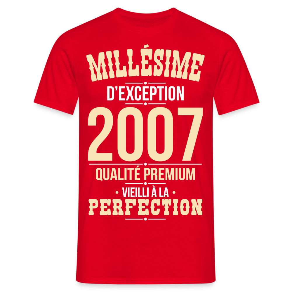 T-shirt Homme - Anniversaire 18 Ans - Millésime 2007 - rouge