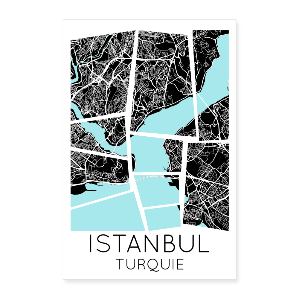 Poster Istanbul - Plan Istanbul - 60 x 90 cm - blanc