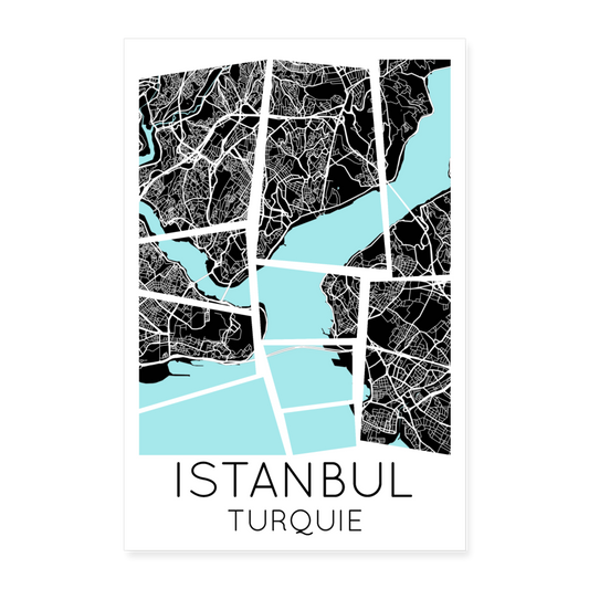 Poster Istanbul - Plan Istanbul - 60 x 90 cm - blanc