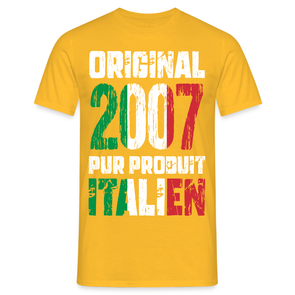 T-shirt Homme - Anniversaire 18 Ans - Original 2007 - Pur produit Italien - jaune