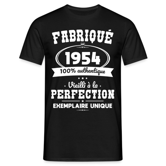 T-shirt Homme - Anniversaire 71 Ans - Fabriqué en 1954 - noir