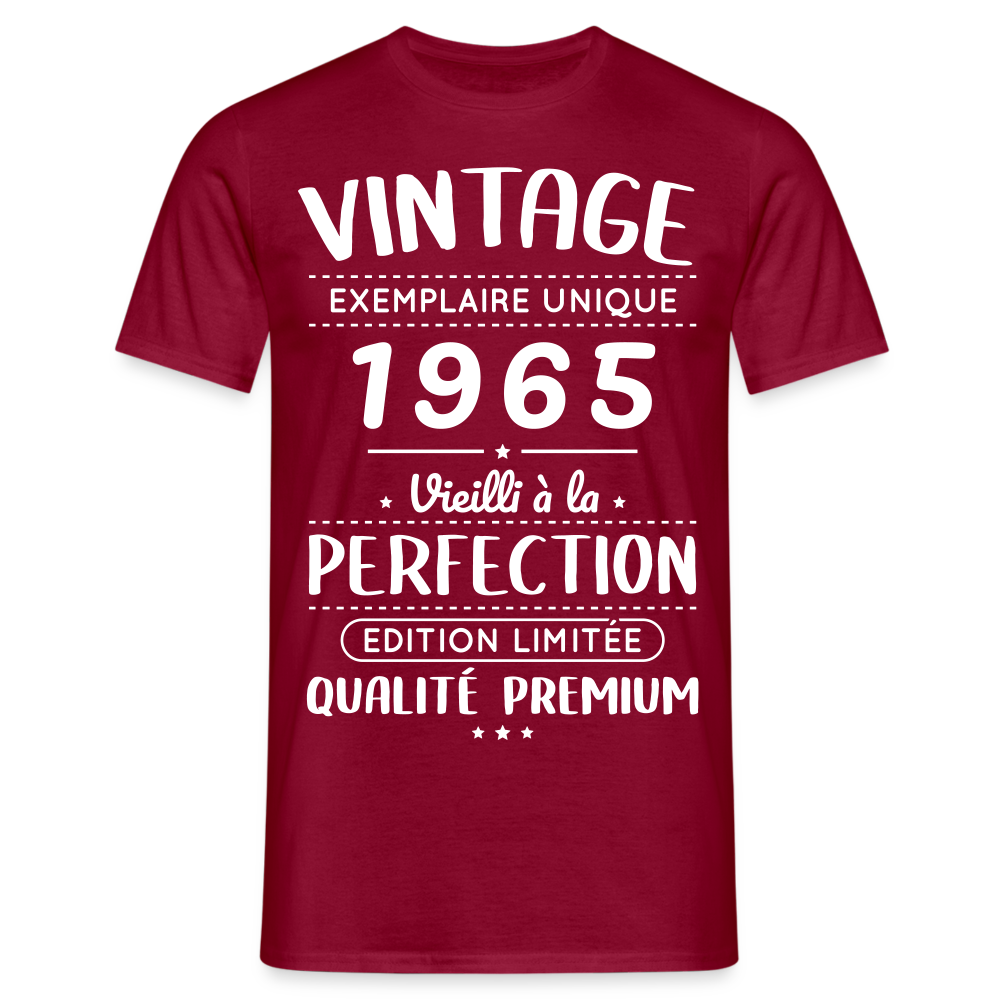 T-shirt Homme - Anniversaire 60 Ans - Vintage 1965 - rouge brique