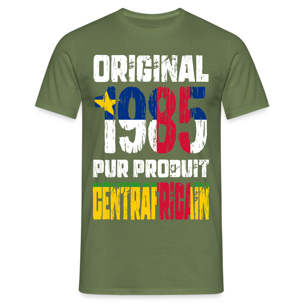 T-shirt Homme - Anniversaire 40 Ans - Original 1985 - Pur produit Centrafricain - vert militaire