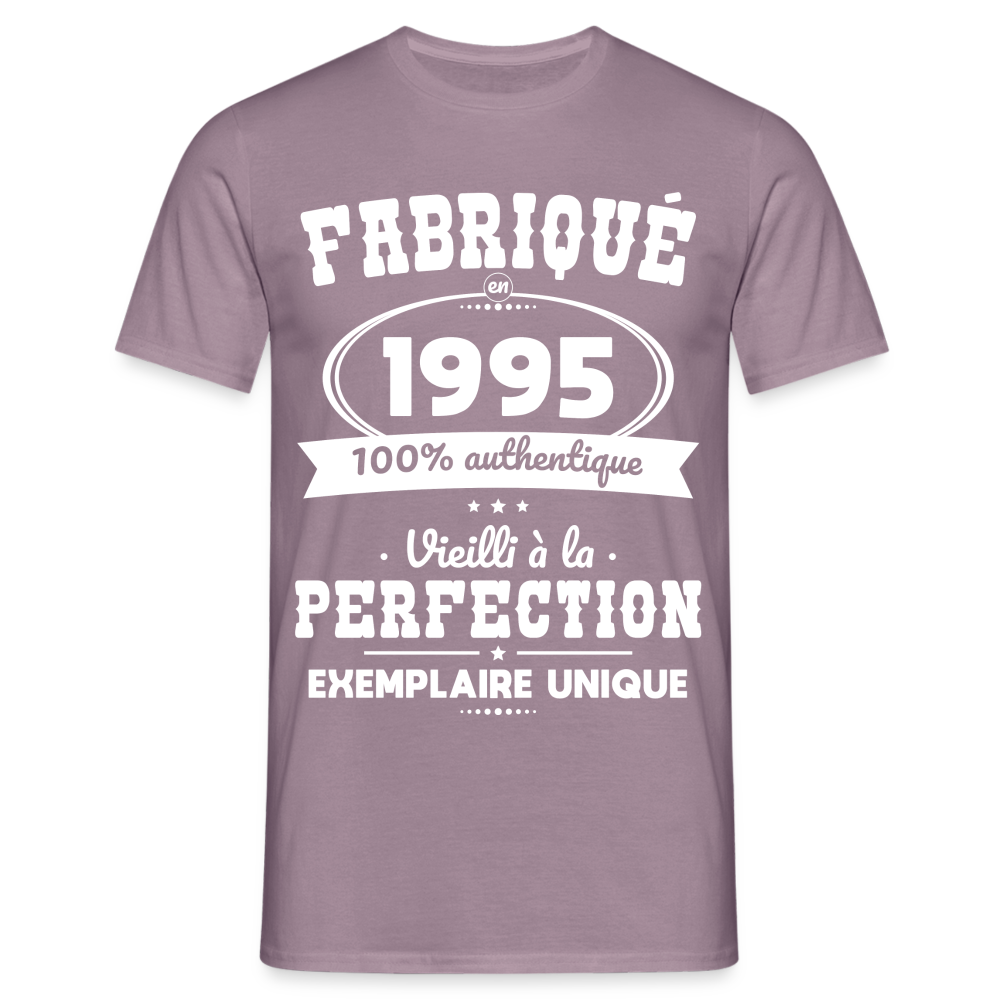 T-shirt Homme - Anniversaire 30 Ans - Fabriqué en 1995 - mauve gris 