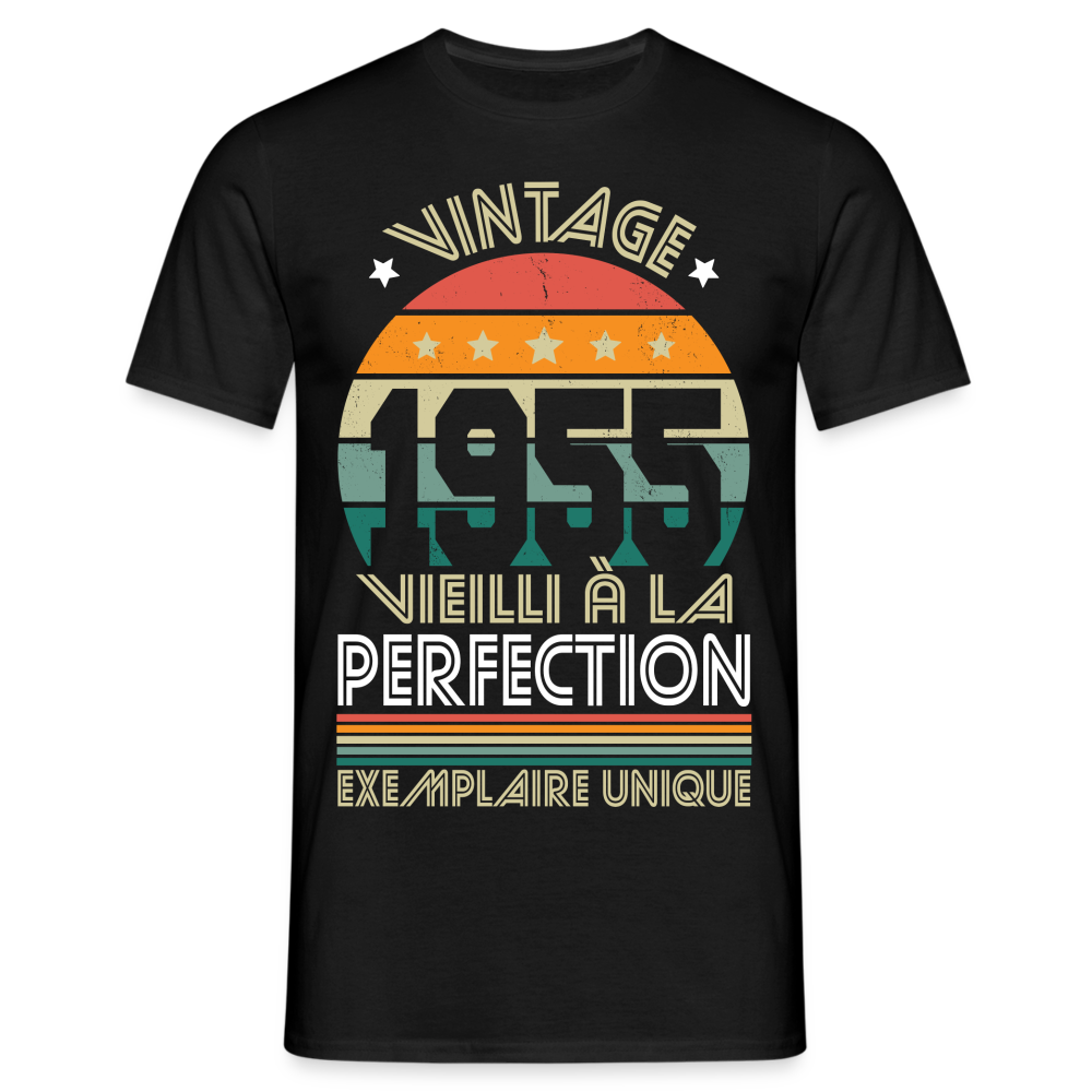 T-shirt Homme - Anniversaire 70 Ans - Vintage 1955 - noir