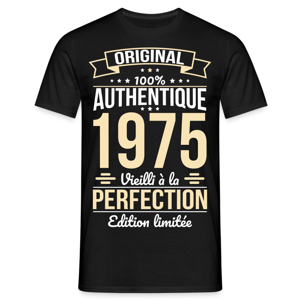 T-shirt Homme - Anniversaire 50 Ans - Original 1975 - noir