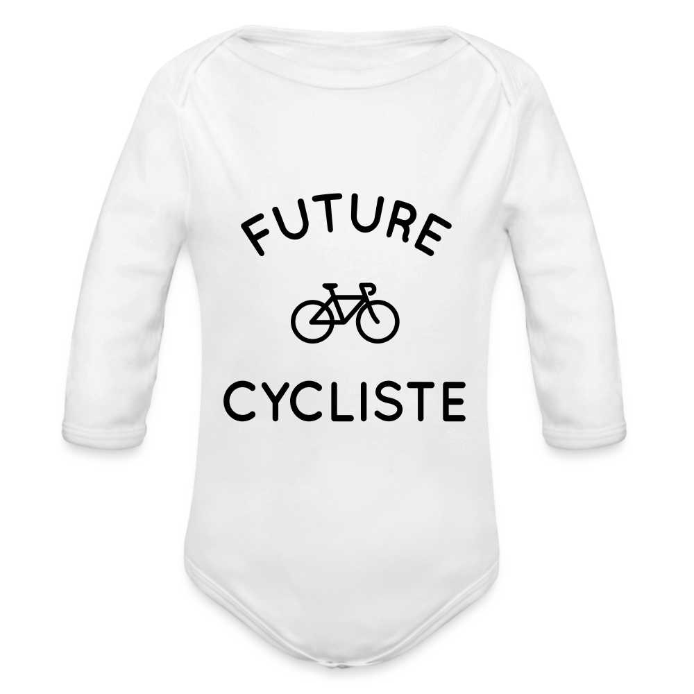 Body Bébé bio manches longues - Future cycliste - blanc